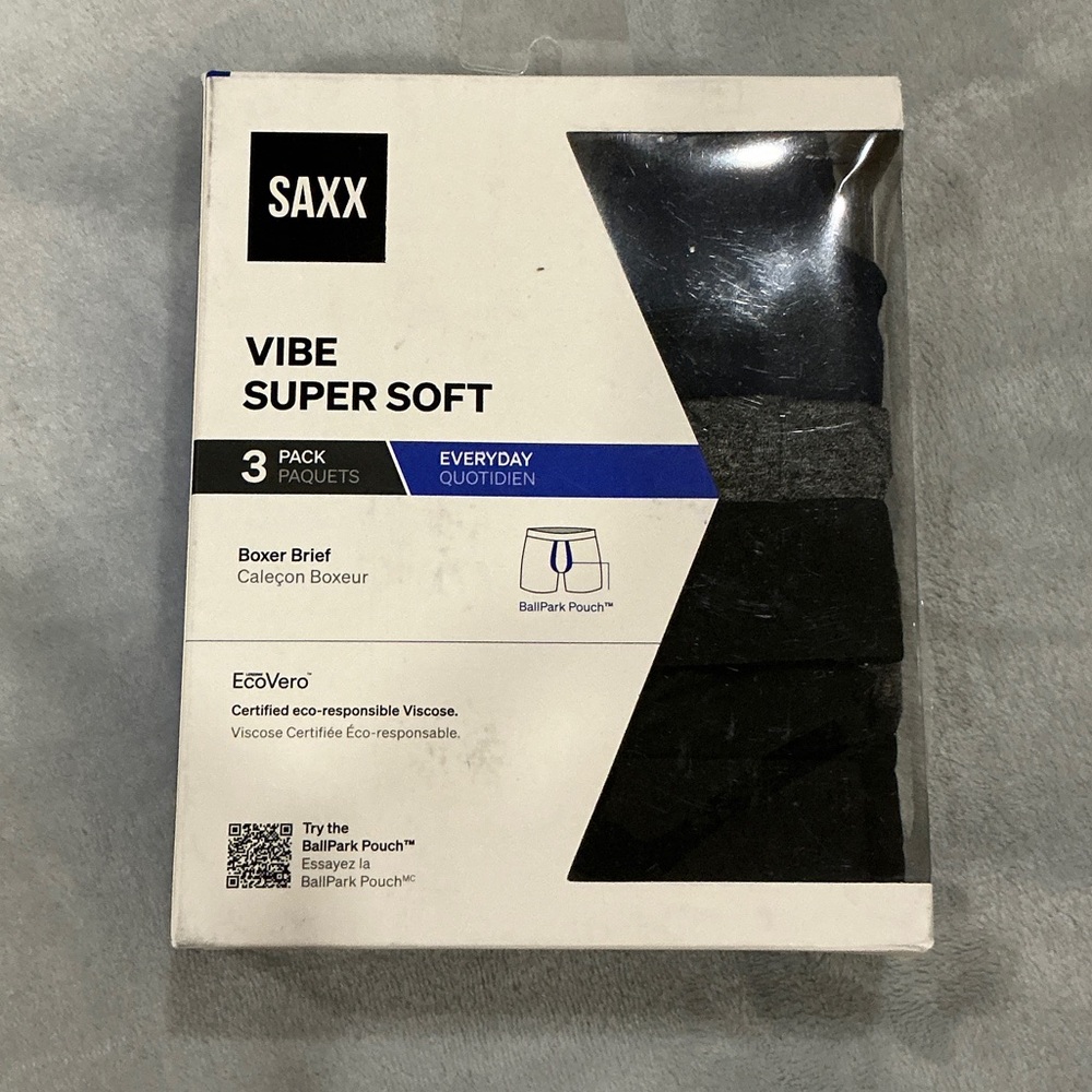 Saxx Vibe Super Soft Boxer Briefs 3-Pack in Black
